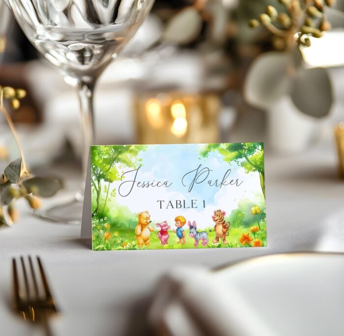 Editable Winnie-the-Pooh Bear Baby Shower Place Cards Templates – Instant Access on Canva #CCWINNIE