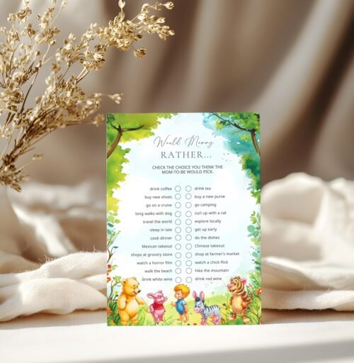 Would Mommy Rather, Winnie-the-pooh Printable Baby Shower Games, Baby Shower Game Editable Template, Instant Access on Canva #CCWINNIE