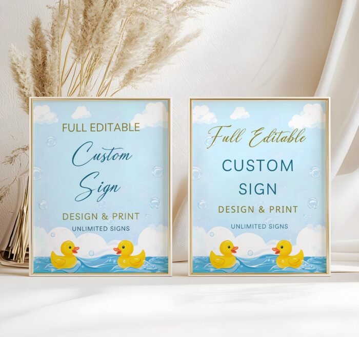 Editable baby Custom Sign, Rubber Duck Baby Shower Custom Sign Editable Template, Instant Access on Canva #CC3RD