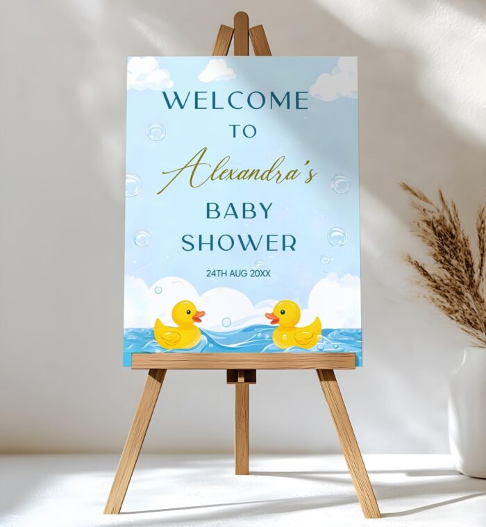 Editable Welcome Sign, Rubber Duck Baby Shower Welcome Sign Editable Template, Instant Access on Canva #CC3RD