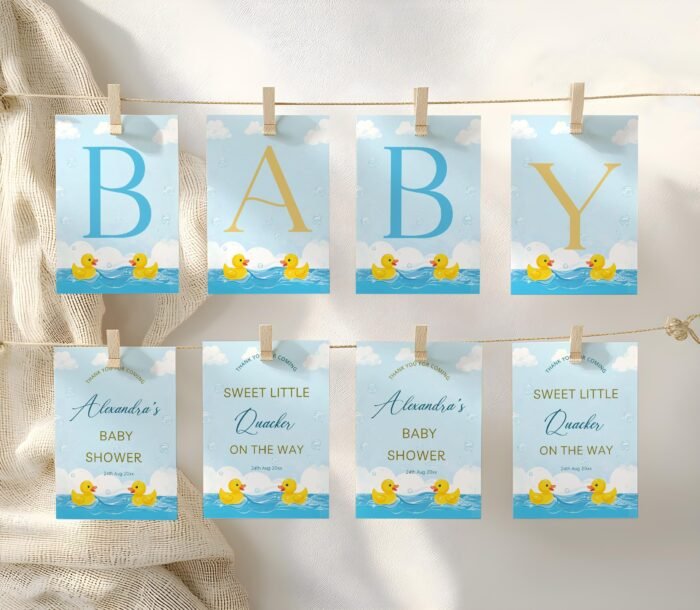 Editable Baby Banners, Rubber Duck Baby Shower Banners, Baby Shower Banner Editable Template, Instant Access on Canva #CC3RD