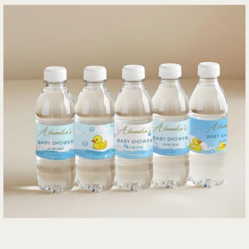 Editable Water Bottle Label, Rubber Duck Baby Shower Water Labels Editable Template, Instant Access on Canva #CC3RD