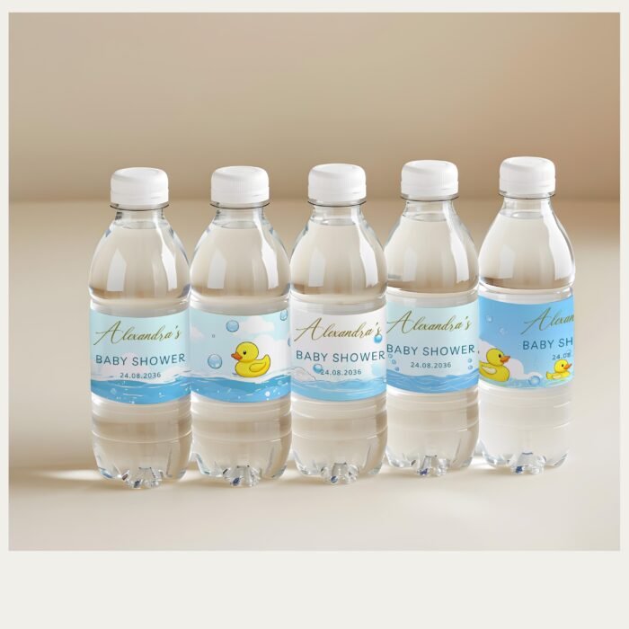 Editable Water Bottle Label, Rubber Duck Baby Shower Water Labels Editable Template, Instant Access on Canva #CC3RD