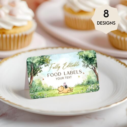 Winnie the Pooh Food Labels – Classic Pooh Bear Watercolor Template, Gender Neutral #CC5POOH