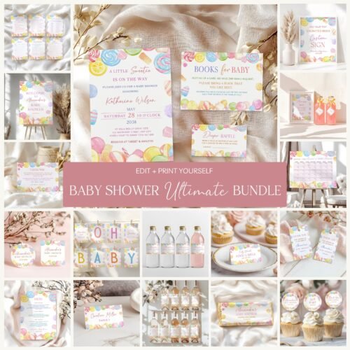 Editable Sweet Candyland Baby Shower Bundle - Printable Decor, Signs, Games, Invitations, Custom Party Decorations #CC6CANDY