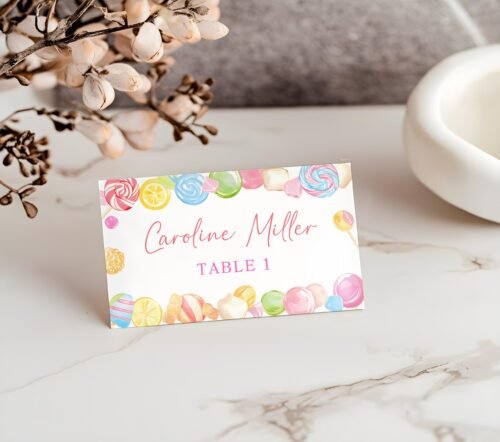 Editable Candyland Place Cards – Baby Shower Name Tag, Printable Sweet Shower Place Card, Shower Decor #CC6CANDY