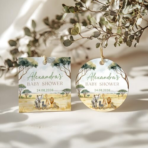 Safari Baby Shower Thank You Tags - Editable Favor Tag Template, Printable Jungle Safari Labels #CC7